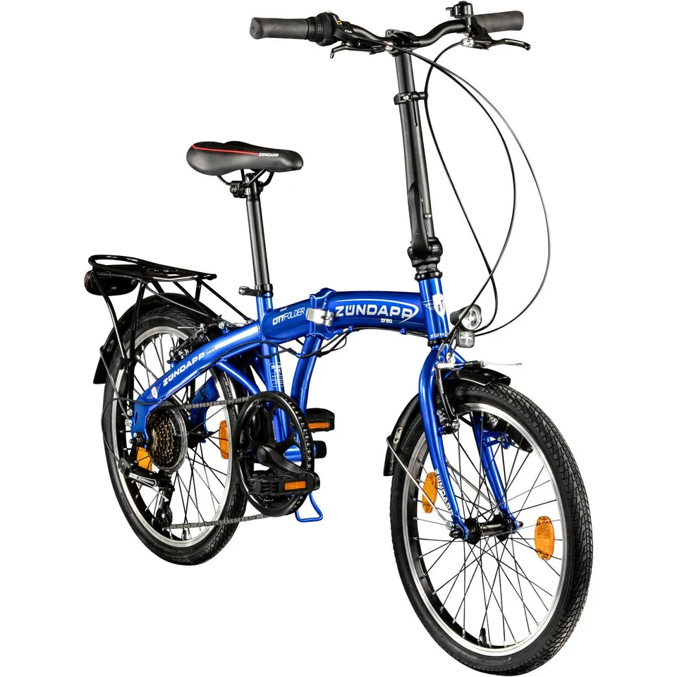 Zündapp ZF20 Speed Folder bicicletă pliabilă albastră 20 inch 6 viteze