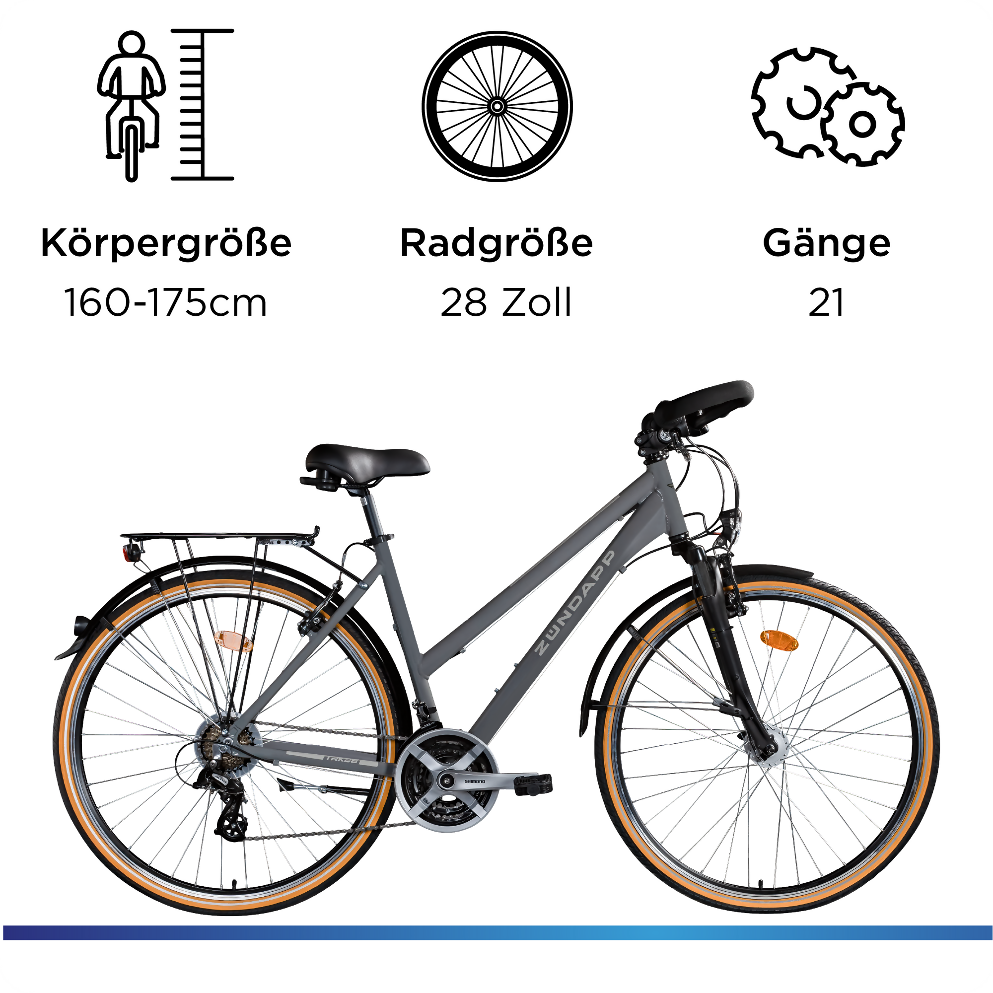 Zündapp T700 bicicleta trekking 28 inch 50 cm gri 21 viteze
