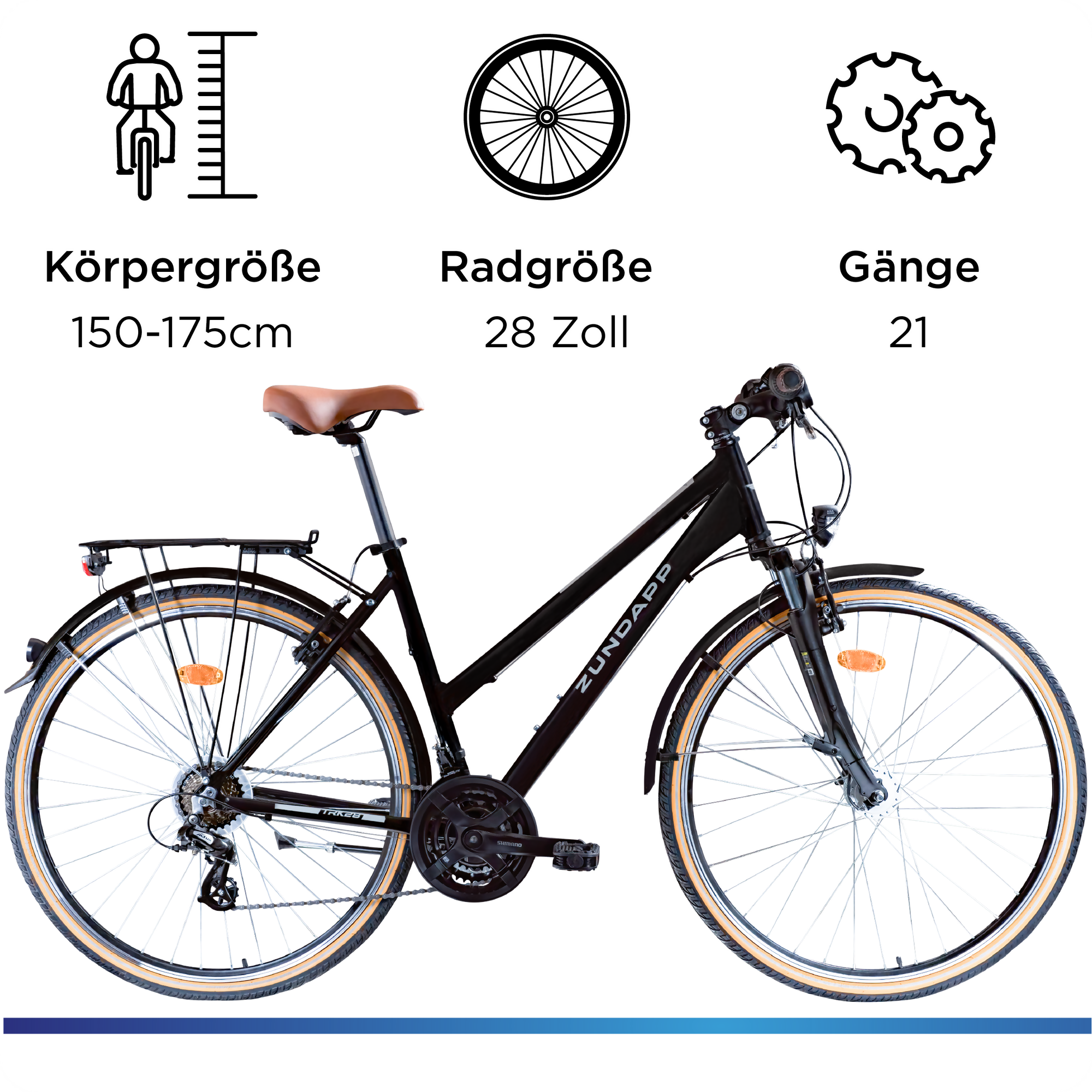 Zündapp T700 bicicletă trekking dame 50 cm neagră 21 viteze