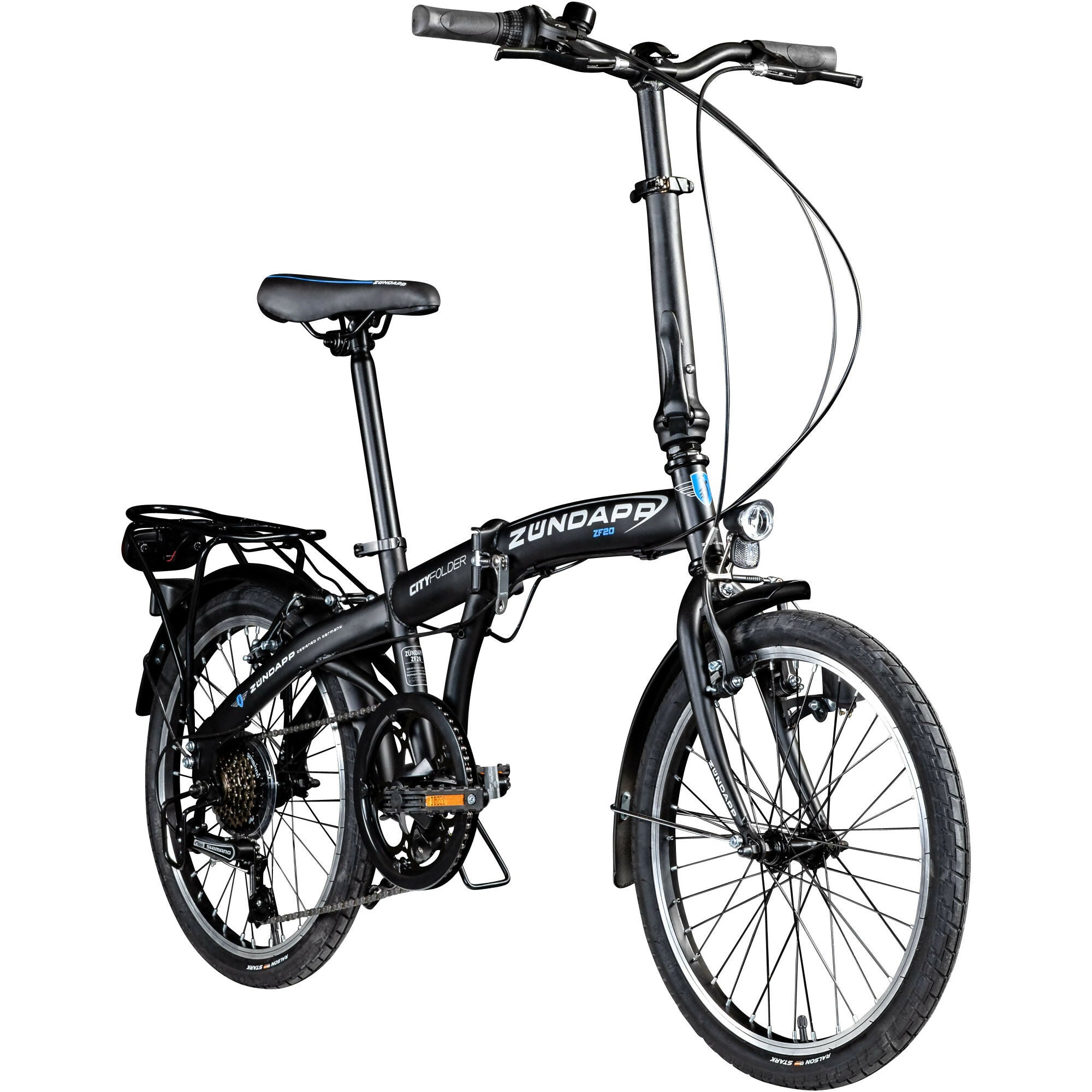 Zündapp ZF20 Speed Folder bicicletă pliabilă albastră 20 inch 6 viteze