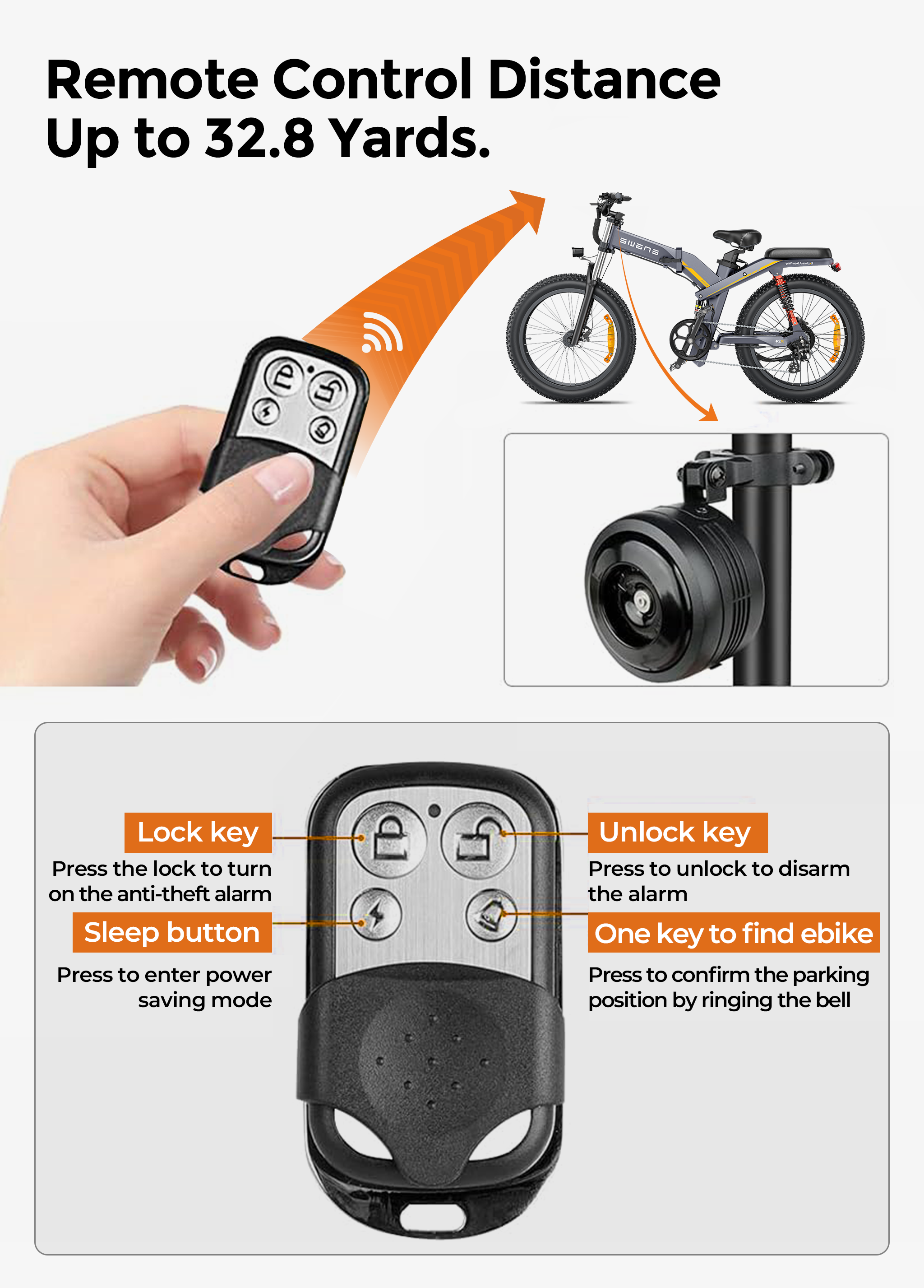 ENGWE alarma antifurt bicicleta cu vibratii USB